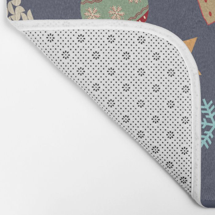 Cute Christmas Navy Blue Bath Mat Gallery Image 2