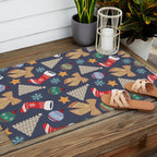 Cute Christmas Navy Blue Outdoor Rug Gallery Image 2