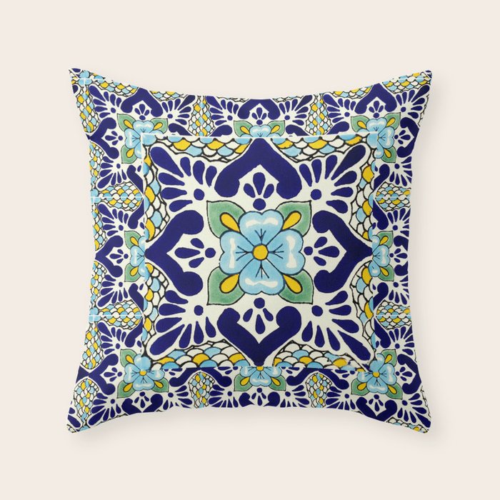 talavera mexican tile Throw Pillow Gallery Image 6