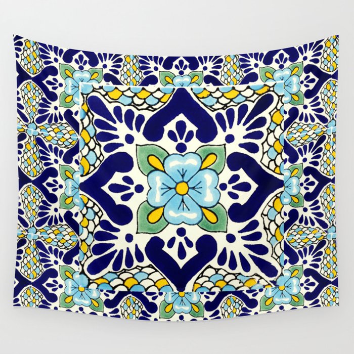 talavera mexican tile Wall Tapestry Gallery Image 4