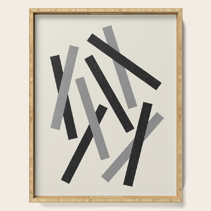 Lines Misaligned - Black and White Serving Tray Gallery Image 1