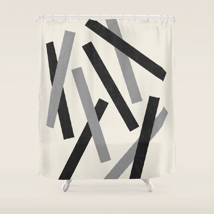Lines Misaligned - Black and White Shower Curtain Gallery Image 1