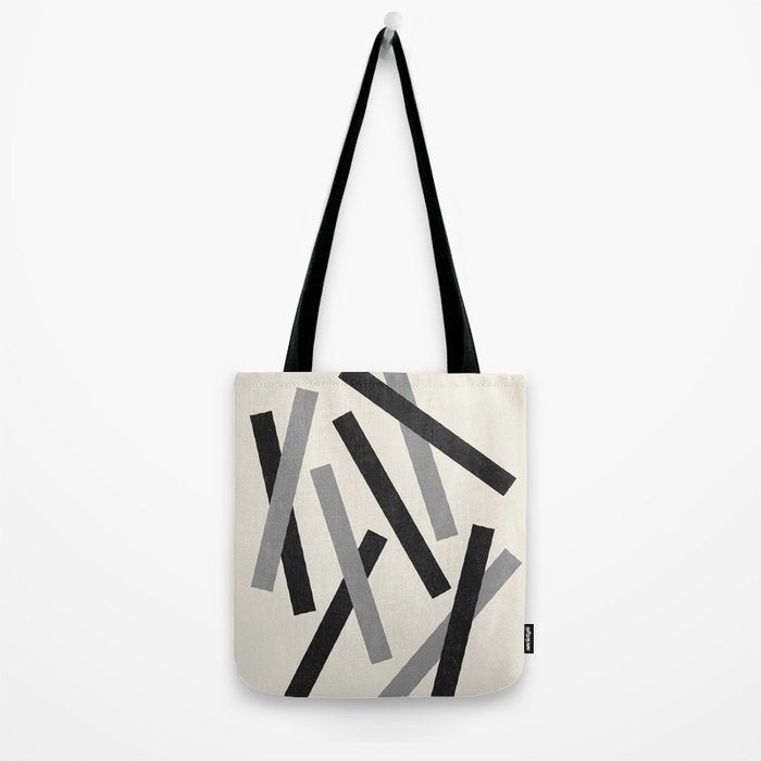 Lines Misaligned - Black and White Tote Bag Gallery Image 2