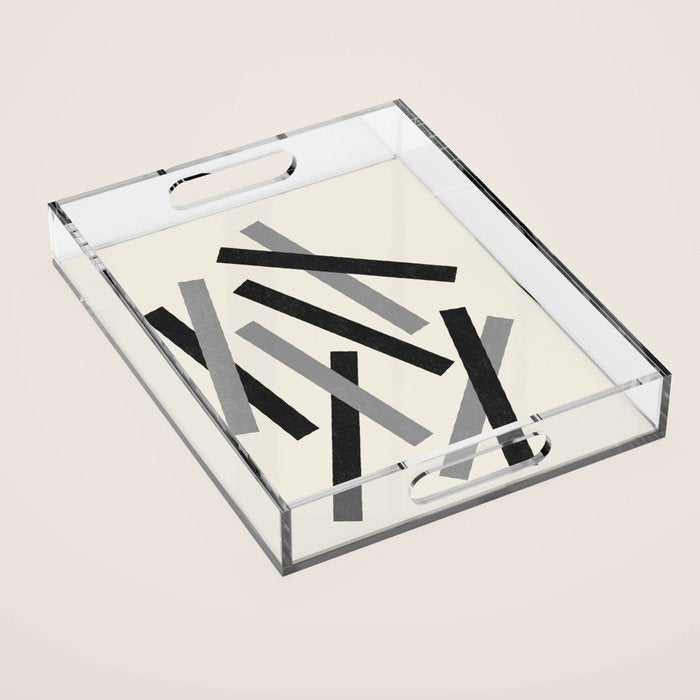 Lines Misaligned - Black and White Acrylic Tray Gallery Image 1