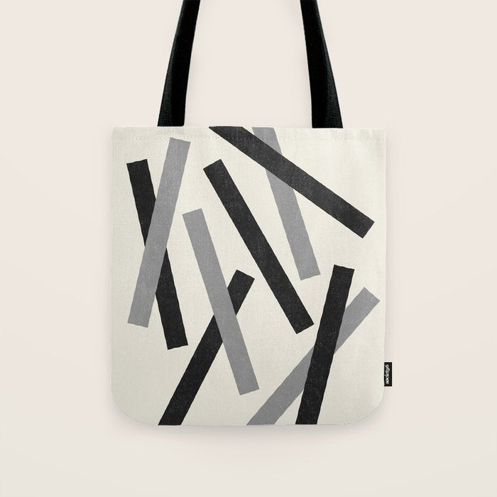 Lines Misaligned - Black and White Tote Bag Gallery Image 1