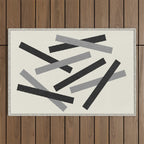 Lines Misaligned - Black and White Outdoor Rug Gallery Image 1