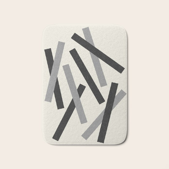 Lines Misaligned - Black and White Bath Mat Gallery Image 1
