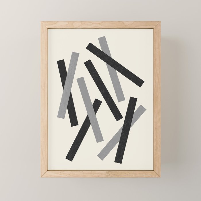 Lines Misaligned - Black and White Mini Art Print Gallery Image 1