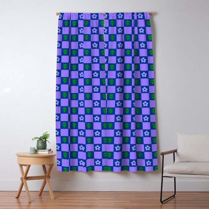 Alien Daisy Checkerboard Window Curtain Gallery Image 5