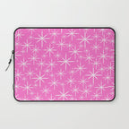 Bright Pink Mid Century Modern Twinkling Stars Retro Atomic Pattern Laptop Sleeve Gallery Image 1