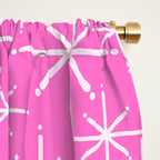 Bright Pink Mid Century Modern Twinkling Stars Retro Atomic Pattern Window Curtain Gallery Image 2