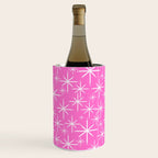 Bright Pink Mid Century Modern Twinkling Stars Retro Atomic Pattern Wine Chiller Gallery Image 2