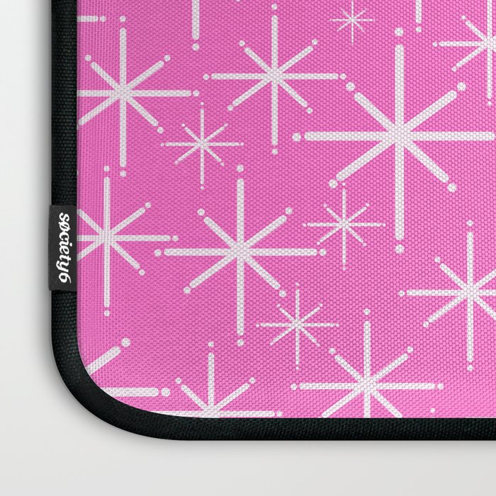 Bright Pink Mid Century Modern Twinkling Stars Retro Atomic Pattern Laptop Sleeve Gallery Image 3