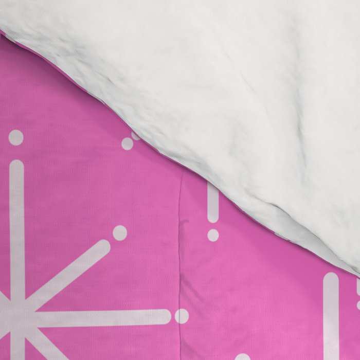 Bright Pink Mid Century Modern Twinkling Stars Retro Atomic Pattern Comforter Gallery Image 4