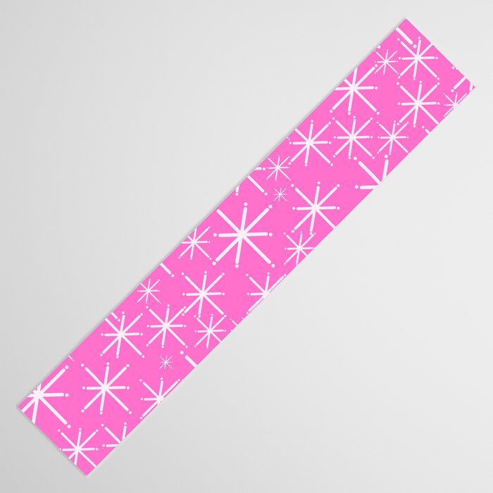 Bright Pink Mid Century Modern Twinkling Stars Retro Atomic Pattern Table Runner Gallery Image 3