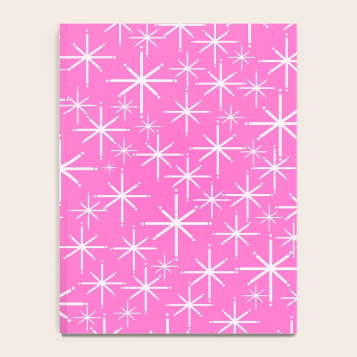 Bright Pink Mid Century Modern Twinkling Stars Retro Atomic Pattern Notebook Gallery Image 4