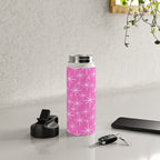 Bright Pink Mid Century Modern Twinkling Stars Retro Atomic Pattern Water Bottle Gallery Image 4