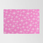 Bright Pink Mid Century Modern Twinkling Stars Retro Atomic Pattern Rug Gallery Image 2