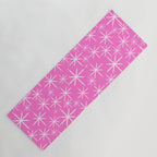 Bright Pink Mid Century Modern Twinkling Stars Retro Atomic Pattern Yoga Mat Gallery Image 1