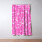 Bright Pink Mid Century Modern Twinkling Stars Retro Atomic Pattern Window Curtain Gallery Image 3