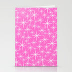 Bright Pink Mid Century Modern Twinkling Stars Retro Atomic Pattern Stationery Card Gallery Image 2