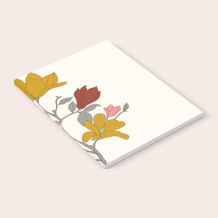 Colorful Minimal Line Art Magnolia Notebook Gallery Image 1
