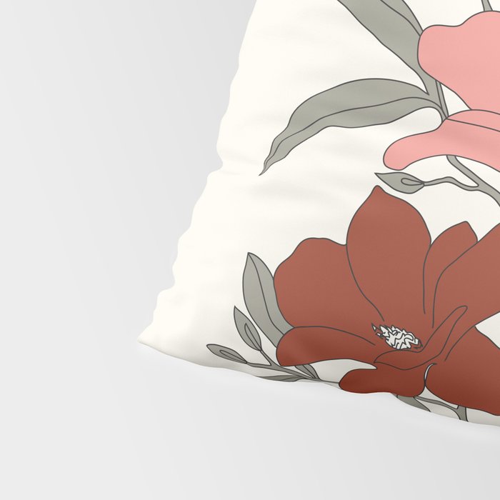 Colorful Minimal Line Art Magnolia Pillow Sham Gallery Image 4