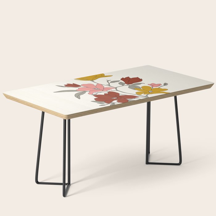 Colorful Minimal Line Art Magnolia Coffee Table Gallery Image 1