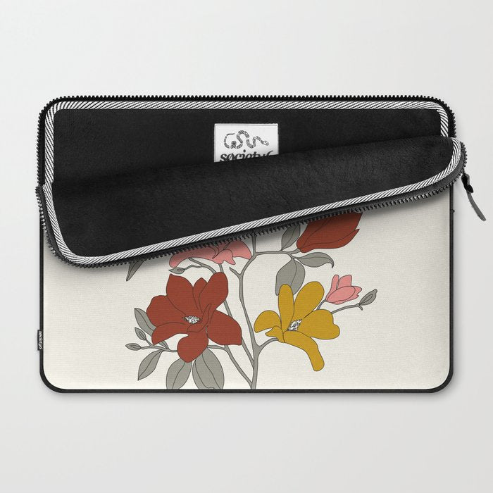 Colorful Minimal Line Art Magnolia Laptop Sleeve Gallery Image 2