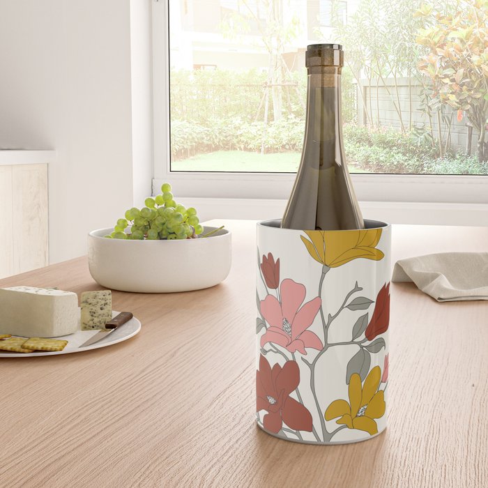 Colorful Minimal Line Art Magnolia Wine Chiller Gallery Image 4