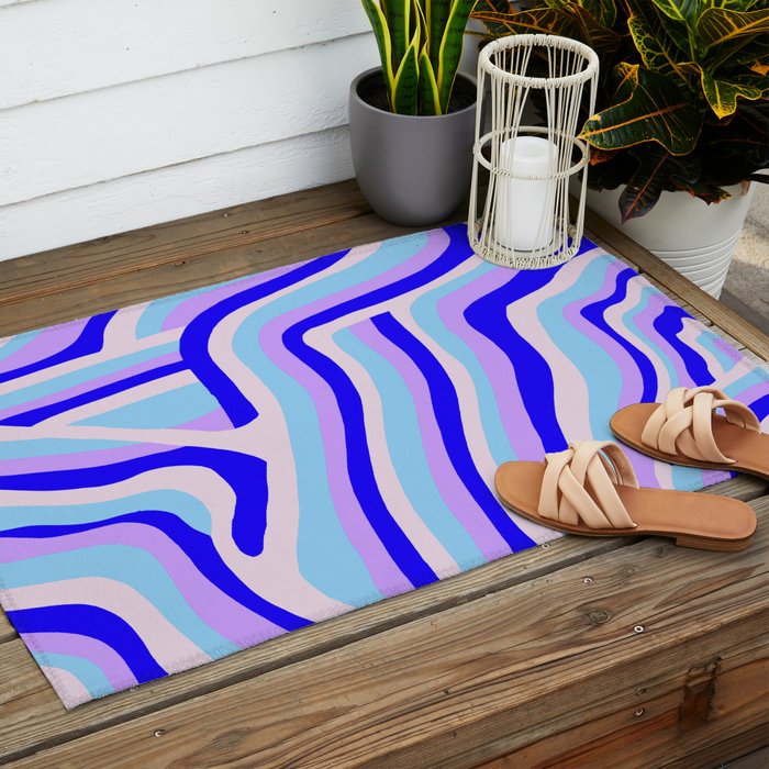 lavender zebra stripes Outdoor Rug Gallery Image 2