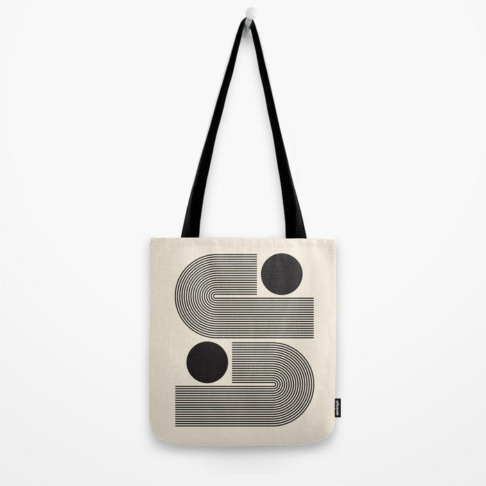 Abstraction_BLACK_LINE_DOT_POP_ART_Minimalism_004D Tote Bag Gallery Image 2