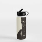 Minimalist Black Cat 2 Water Bottle Gallery Image 1
