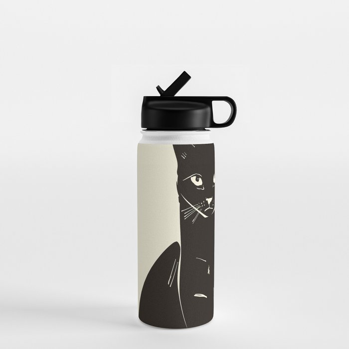 Minimalist Black Cat 2 Water Bottle Gallery Image 1