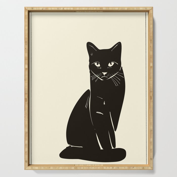 Minimalist Black Cat 2 Serving Tray Gallery Image 1