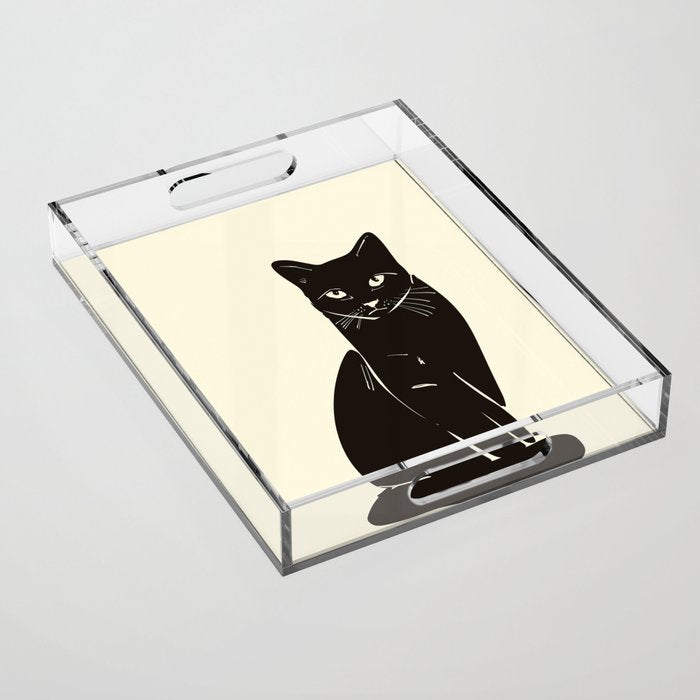 Minimalist Black Cat 2 Acrylic Tray Gallery Image 1
