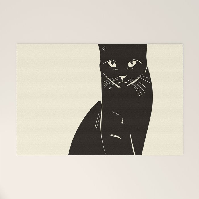 Minimalist Black Cat 2 Welcome Mat Gallery Image 1