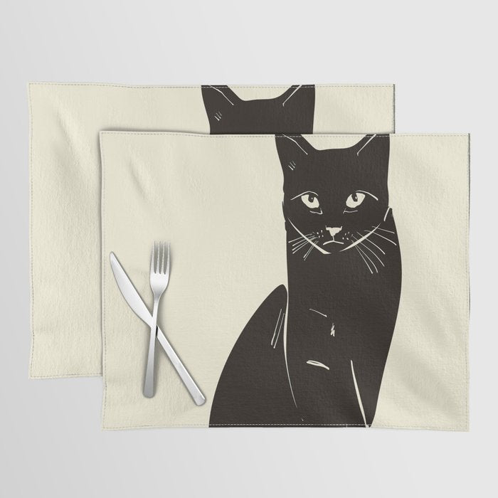 Minimalist Black Cat 2 Placemat Gallery Image 1