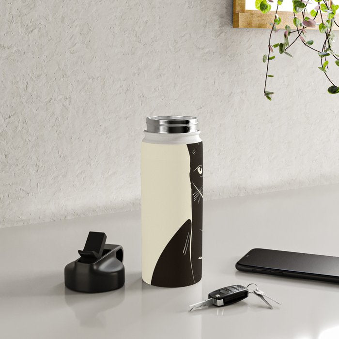 Minimalist Black Cat 2 Water Bottle Gallery Image 4