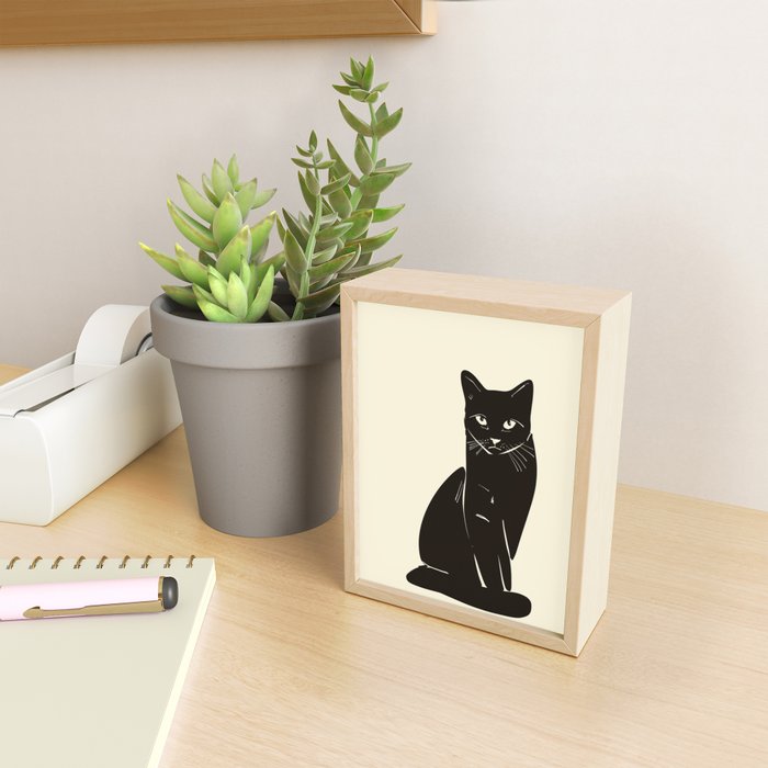 Minimalist Black Cat 2 Mini Art Print Gallery Image 2
