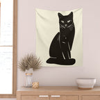 Minimalist Black Cat 2 Wall Tapestry Gallery Image 2