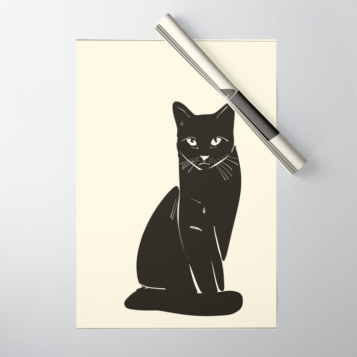 Minimalist Black Cat 2 Wrapping Paper Gallery Image 1