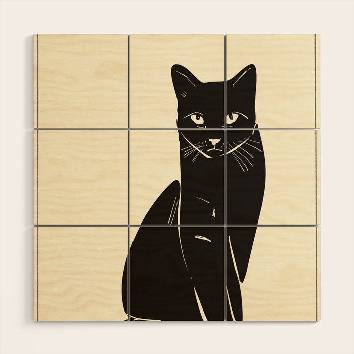 Minimalist Black Cat 2 Wood Wall Art Gallery Image 1