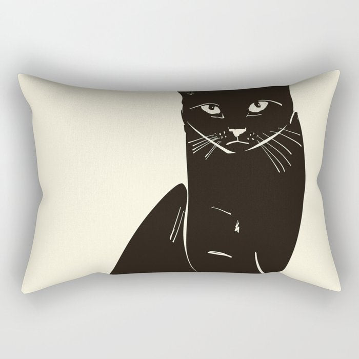 Minimalist Black Cat 2 Rectangular Pillow Gallery Image 1