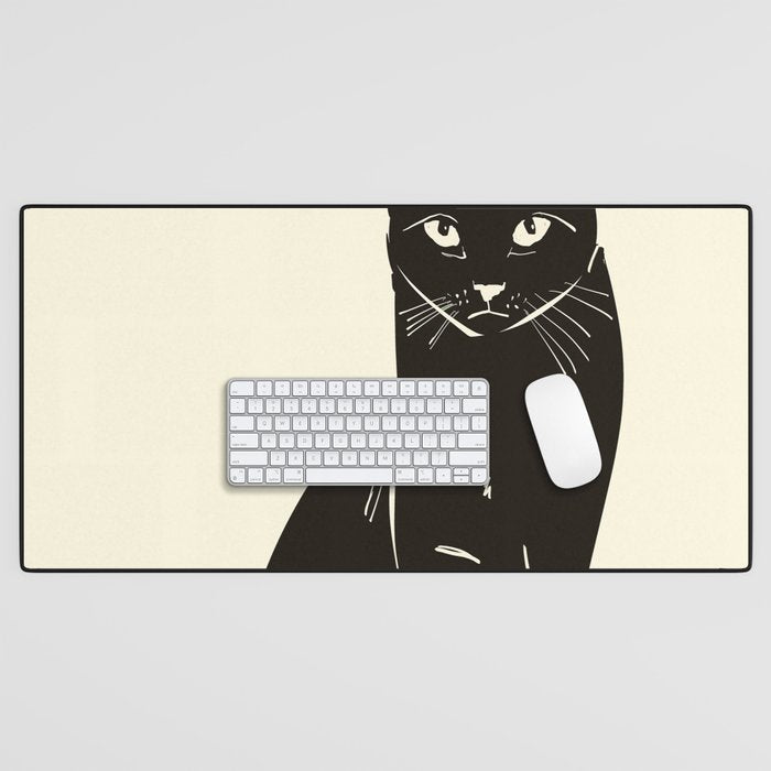 Minimalist Black Cat 2 Desk Mat Gallery Image 1