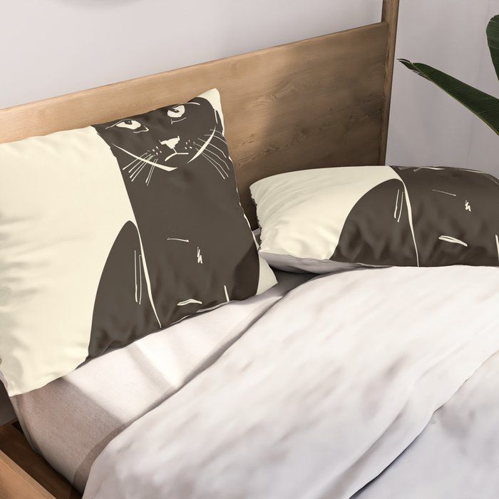 Minimalist Black Cat 2 Pillow Sham Gallery Image 2