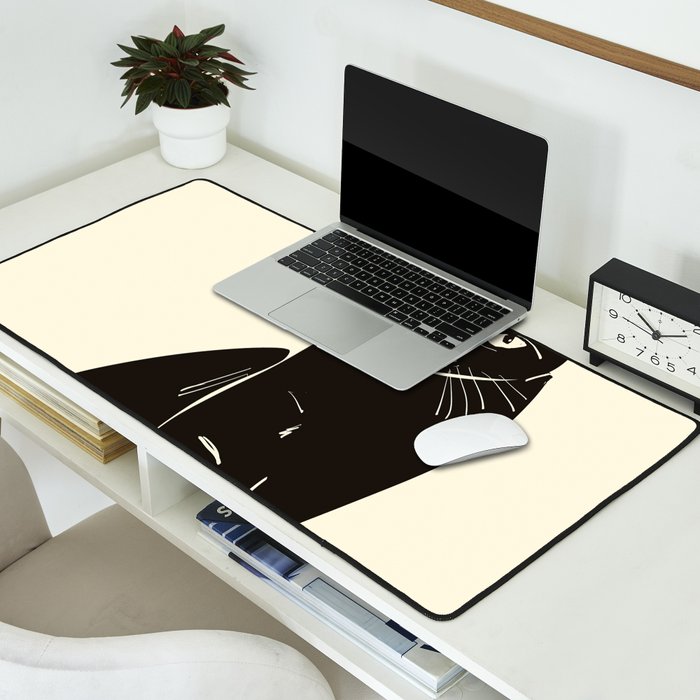 Minimalist Black Cat 2 Desk Mat Gallery Image 2