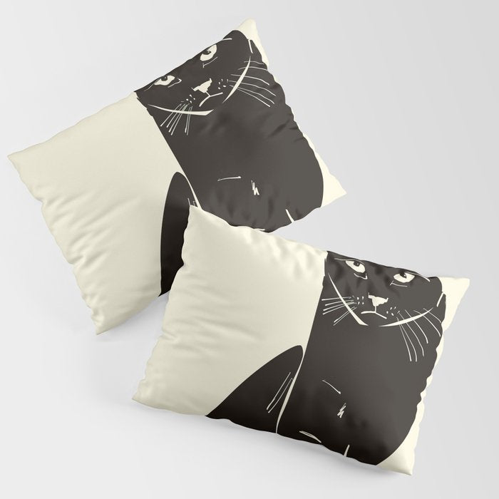 Minimalist Black Cat 2 Pillow Sham Gallery Image 3