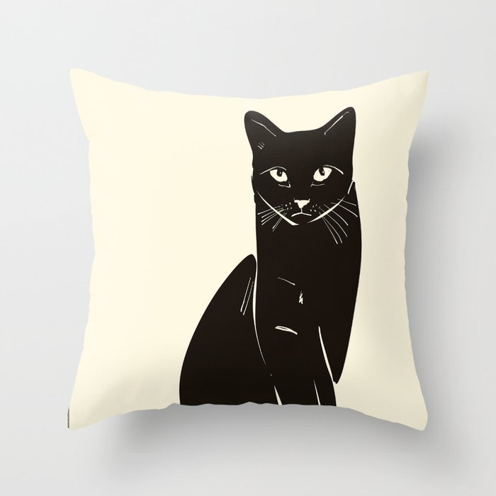 Minimalist Black Cat 2 Throw Pillow Gallery Image 6