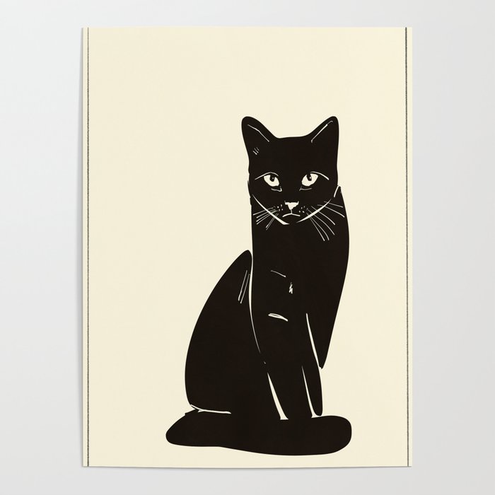Minimalist Black Cat 2 Poster Gallery Image 1